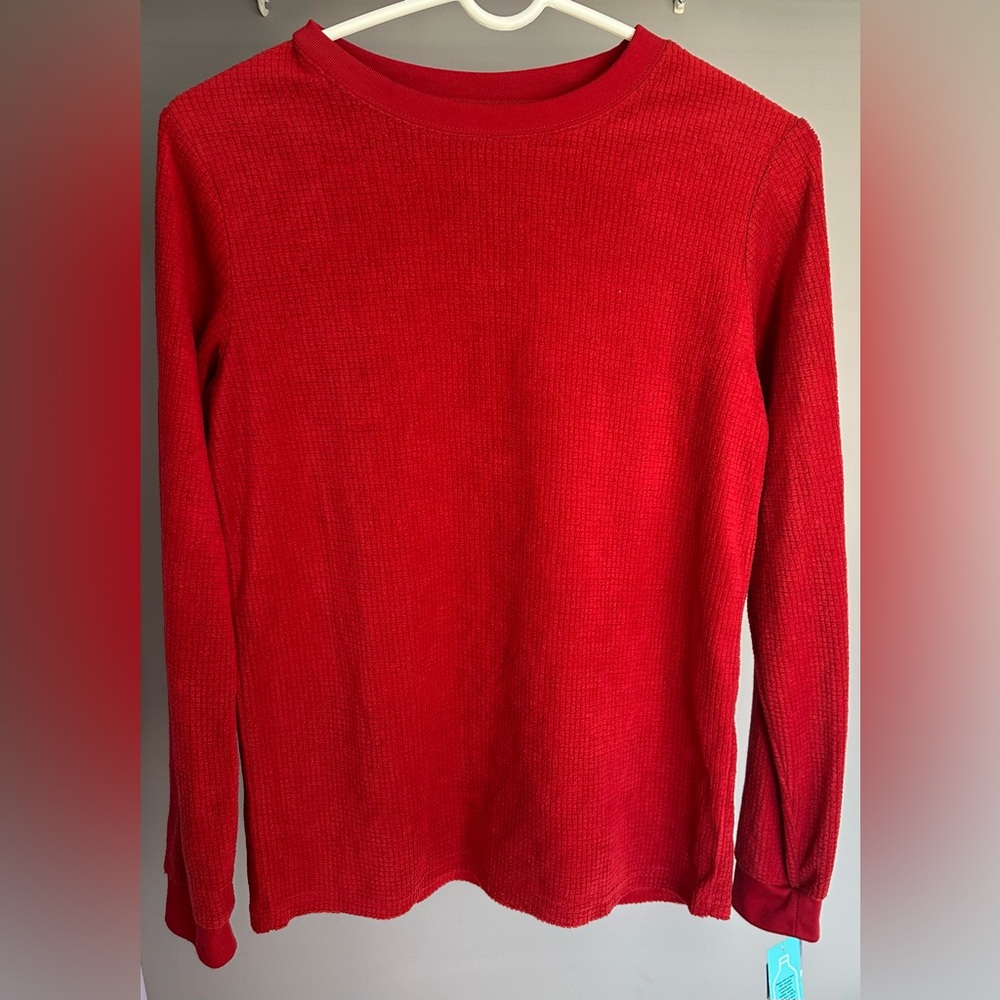 FALLS CREEK size XL (14/16) Red Long Sleeved, Waffle knit Top (or pj top)